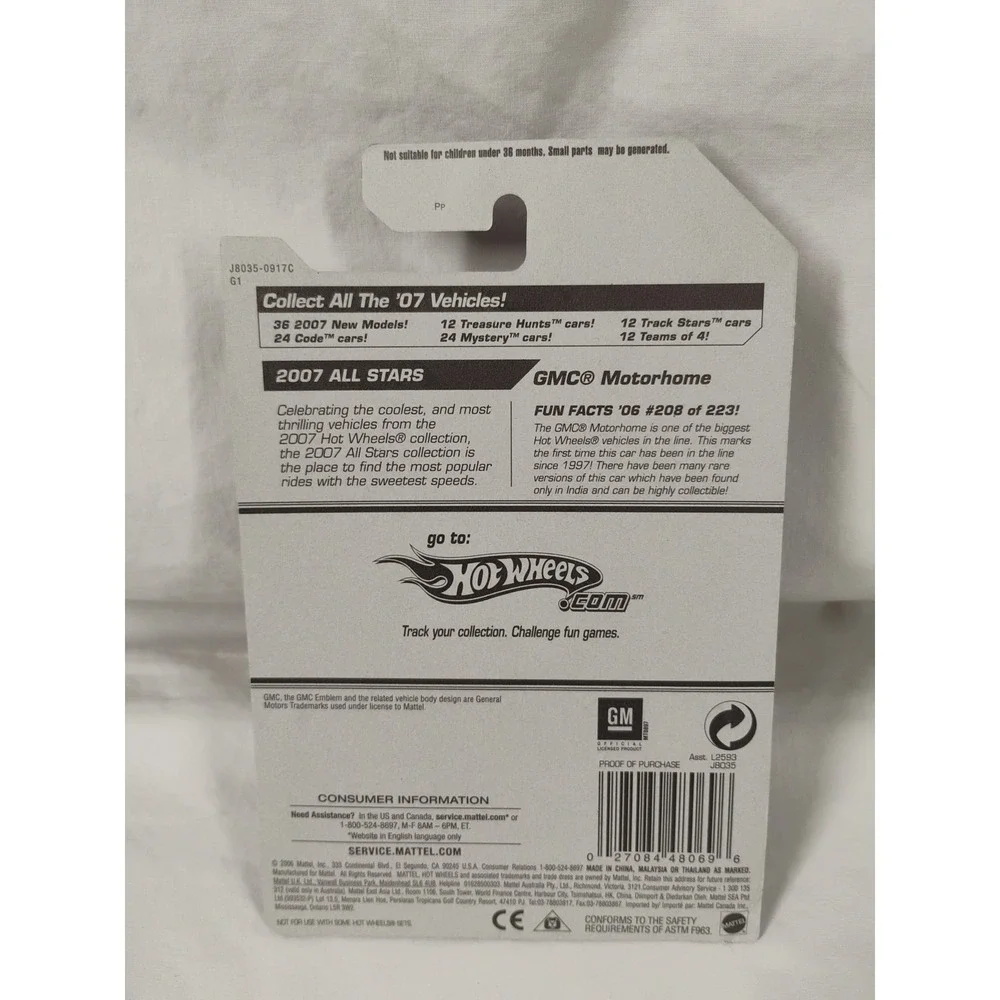 2006 Hot Wheels #208 GMC Motorhome Black Simple‎ Packaging